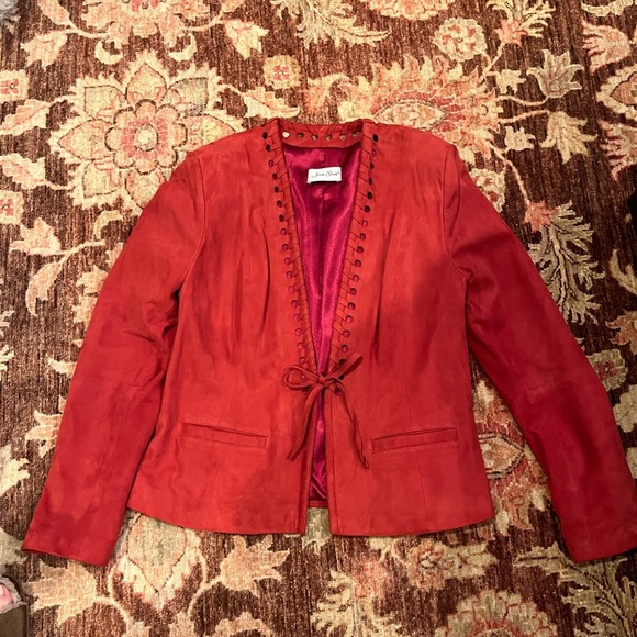 Jean Guise Jackets & Blazers - Jean Guise Suede Tie Jacket Red Size 44